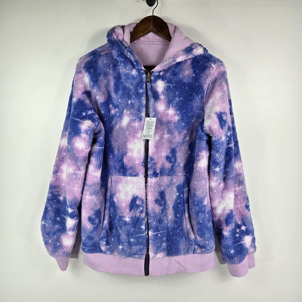 Land's End‎ Girl's Size XXL Husky Reversible Zip Jacket Hooded Purple Cosmo NWT